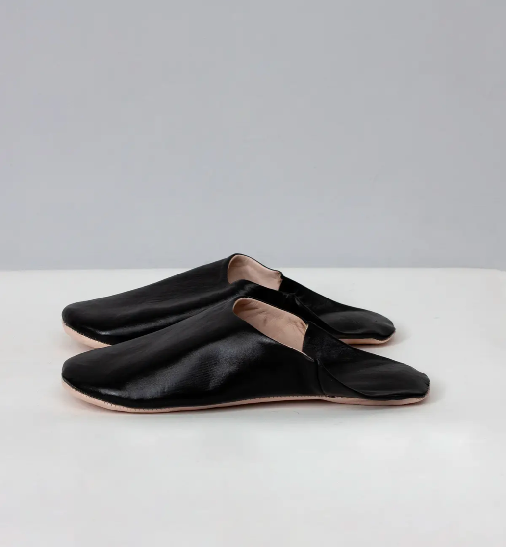 Bohemia Men s Moroccan Babouche Basic Slippers Black Hygge Loft